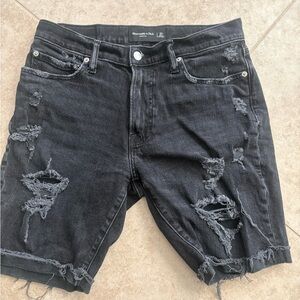 Men’s Abercrombie & Fitch Dark Gray Distressed Jean Shorts